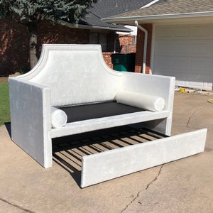 Custom Daybed Curved Back Upholstered Bed Frame Nursery Twin Full Trundle Palm Beach Chic CUSTOM MADE