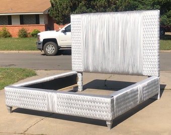 Custom Quilted Velvet Bed: Tufted Glam Headboard, Made to Order
