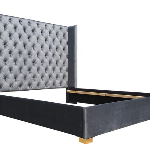 Modern Tall Headboard Platform Bed Frame California King Queen Etsy