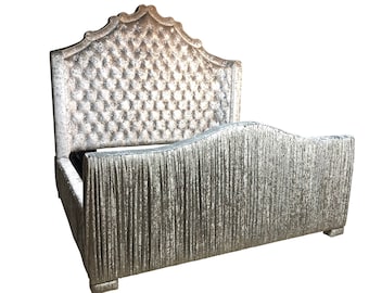Tufted Velvet Bed Frame: French Haute House Style, Custom Sizes