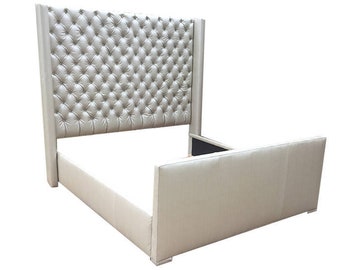 Tufted Bed Headboard Tall California King Queen Full Twin Upholstered Faux Leather Bed Frame CUSTOM MADE