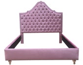 French Tufted Headboard Extra Tall California King Queen Full Pair Twin Bed Frame Diamond Tufted Crystal Button Pick Your Fabric CUSTOM MADE