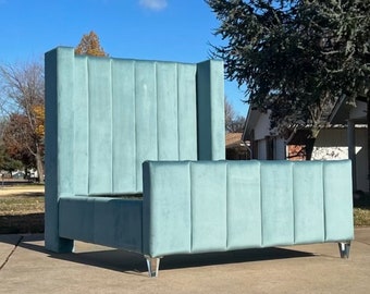 Custom Channel Tufted Bed Frame: Modern Upholstered Headboard