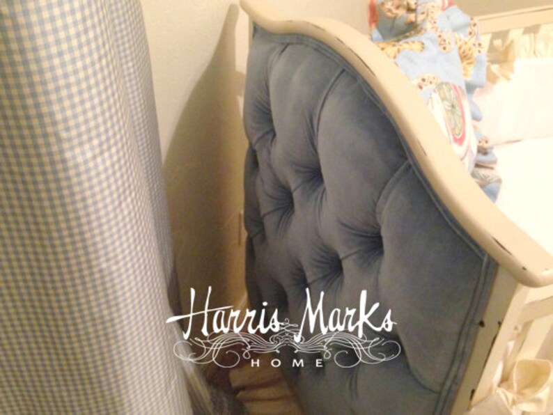 Tufted Baby Crib Upholstered Velvet Hand Painted White Cream Etsy