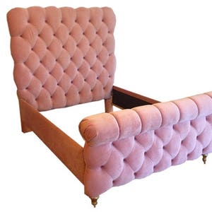 Headboard Tufted Upholstered Bed Pink Velvet Channel Tufting Tall California King Queen Full Twin Footboard Sleigh Bed Frame CUSTOM ORDER Etsy