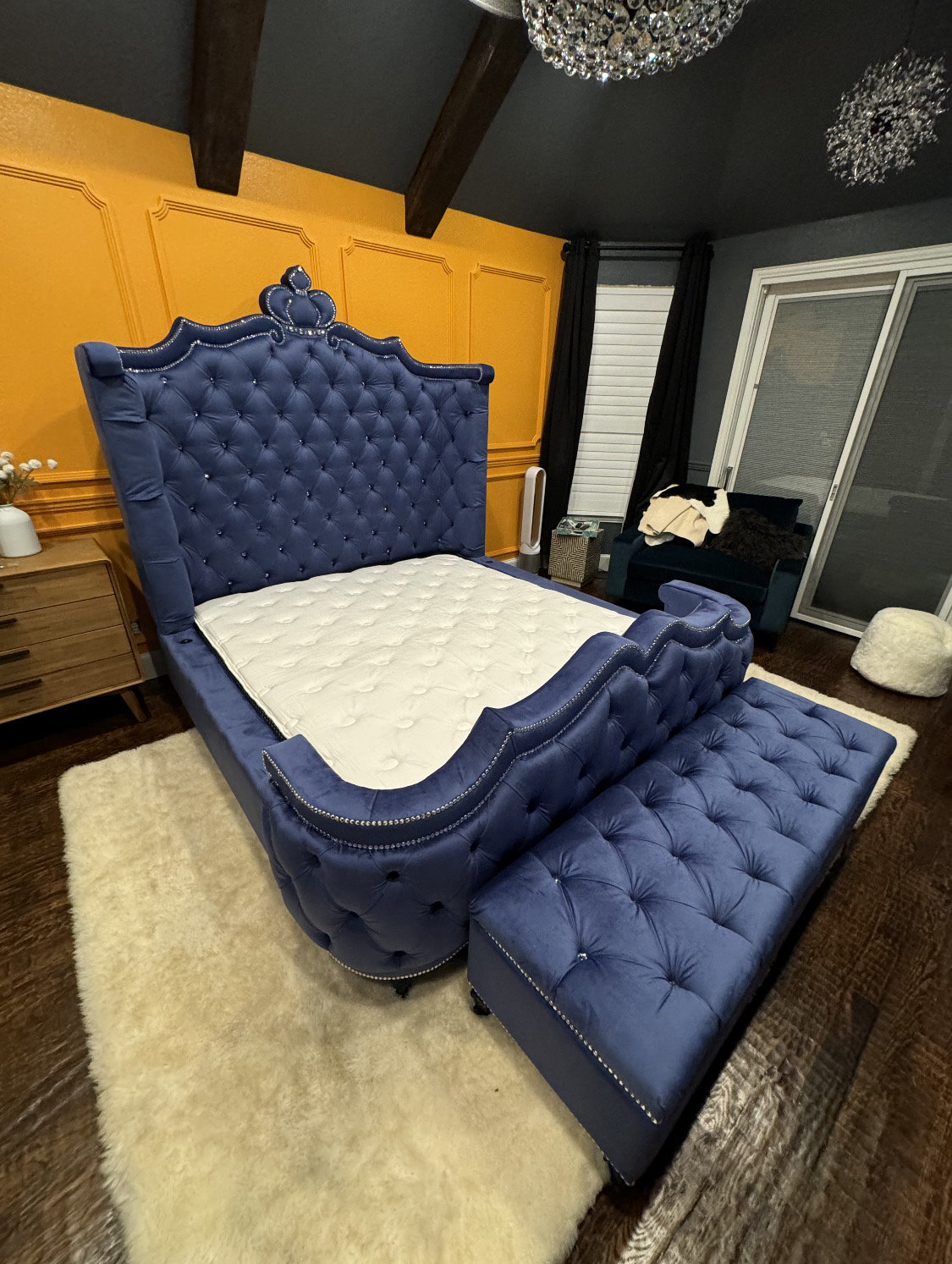 Tufted Velvet French Bed: Extra Tall Upholstered Royal Platform Bed - Etsy, image size:1125x1494