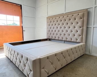 Tufted Velvet Platform Bed Frame: Luxe Custom Made King/Queen/Twin