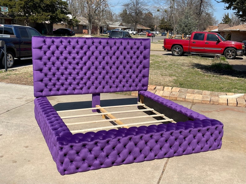 Platform Tufted Bed Extra Wide Tall California King Queen Full Etsy