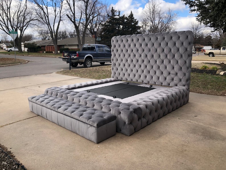 Platform Large Tufted Bed Extra Wide Bed Frame Crystal Tufted | Etsy