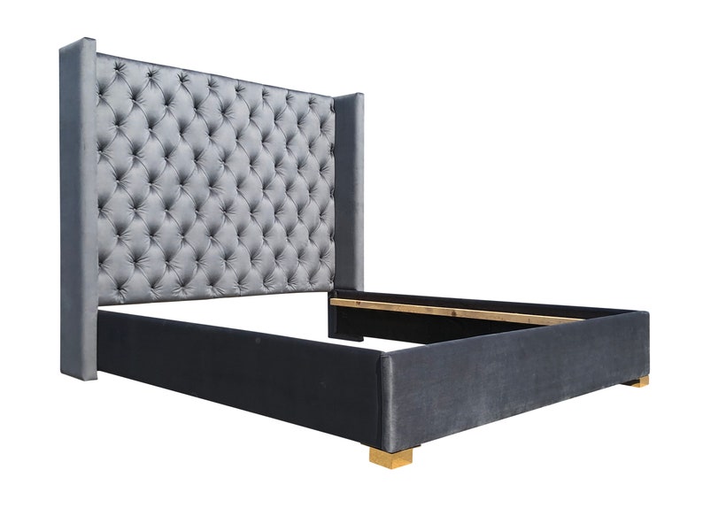 Platform Bed Tufted Headboard Wing Extra Tall California King Etsy