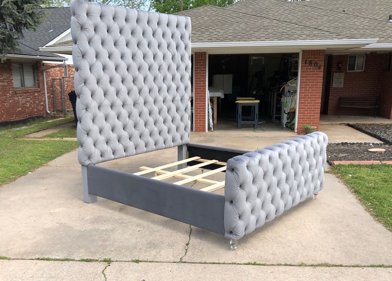 Tufted Bed Frame Upholstered Extra Tall Headboard California Etsy Canada