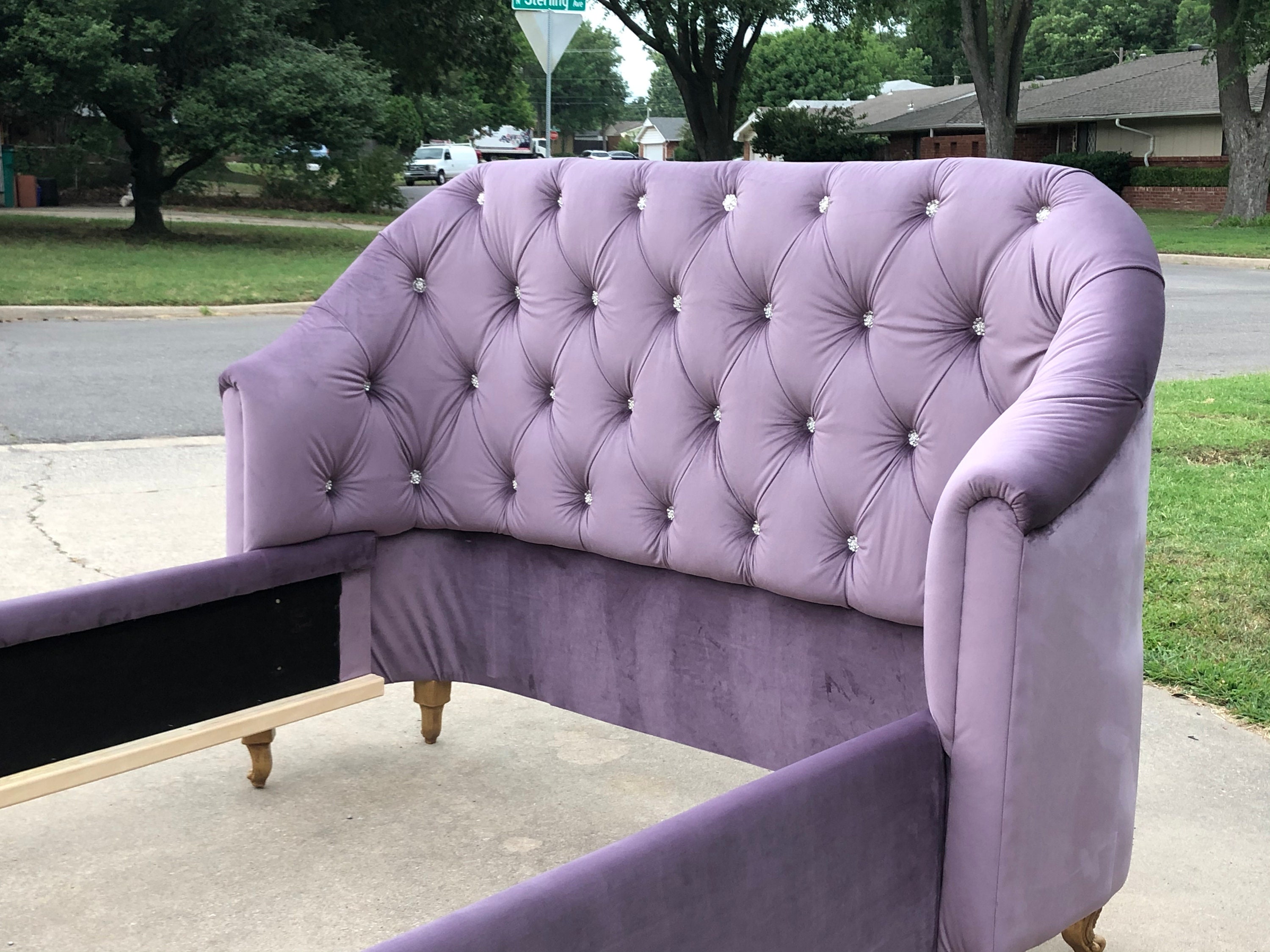 Tufted Sofa Style Bed Tufted Custom Curved Wingback Glam Etsy