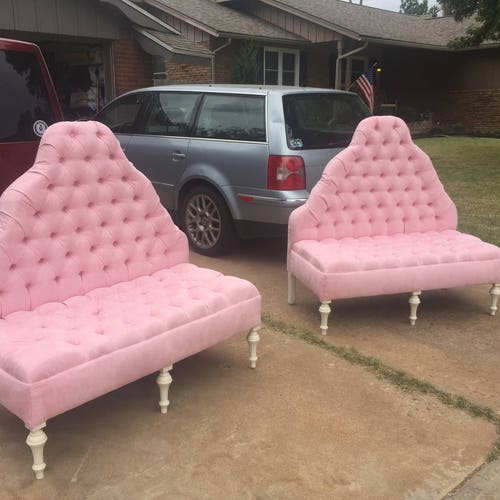 Banquette Pair of Tufted Settee French Tufted Bench Sofa Dining Bedroom Pick Your Fabric CUSTOM HAND MADE