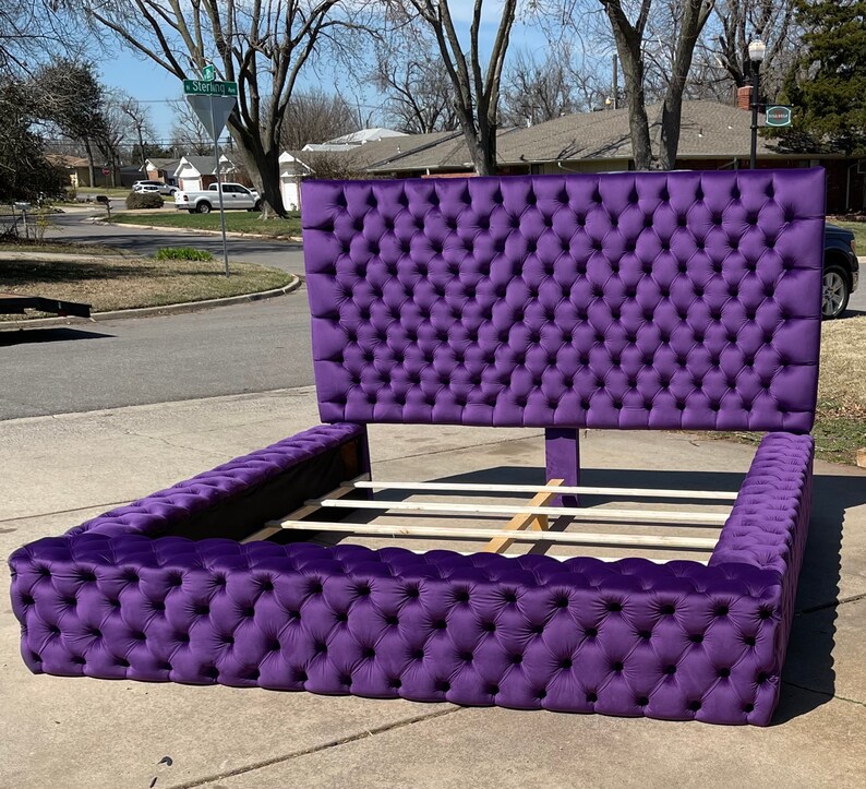 Platform Tufted Bed Extra Wide Tall California King Queen Full Etsy