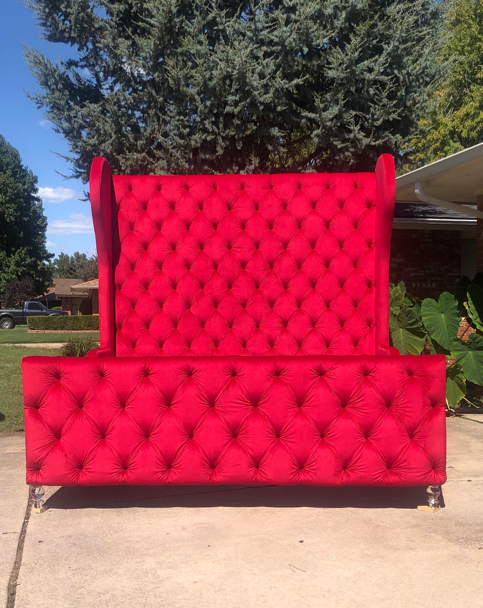 Tall Tufted Custom Bed Headboard Curvy California King Queen Etsy