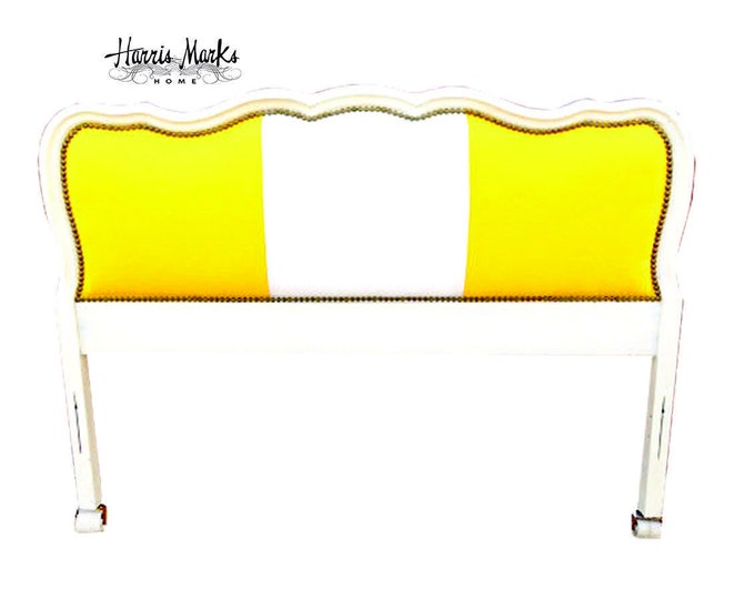 Vintage Upholstered French Headboard Cabana Stripe BY CUSTOM Etsy