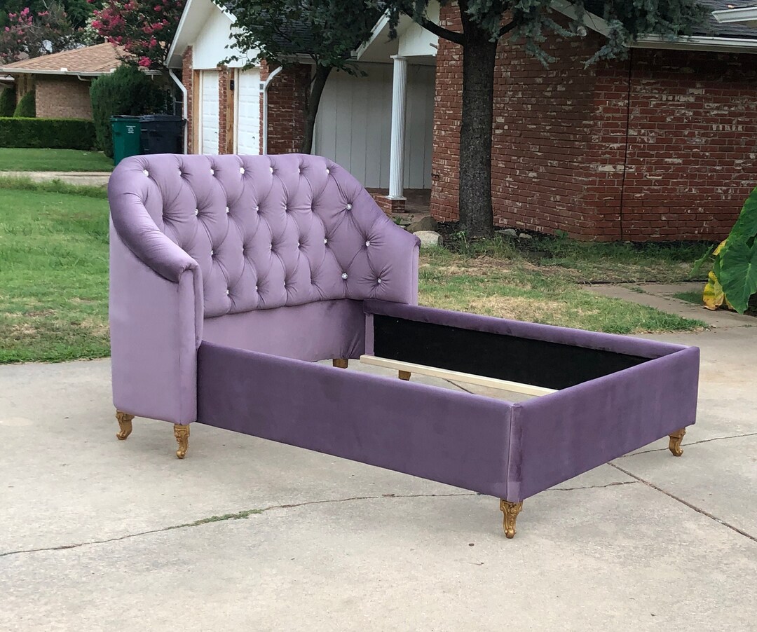 Tufted Sofa Style Bed Tufted Custom Curved Wingback Glam Hollywood