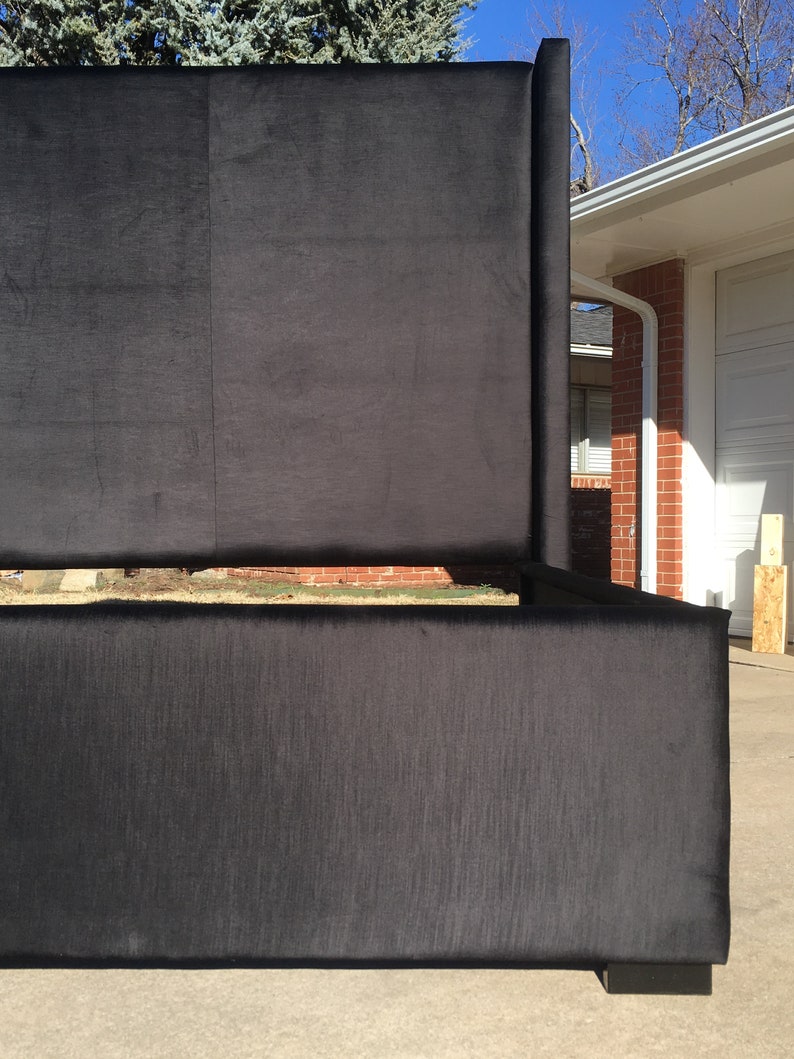 Wingback Headboard Bed Extra Tall Ceiling Height Upholstered Etsy