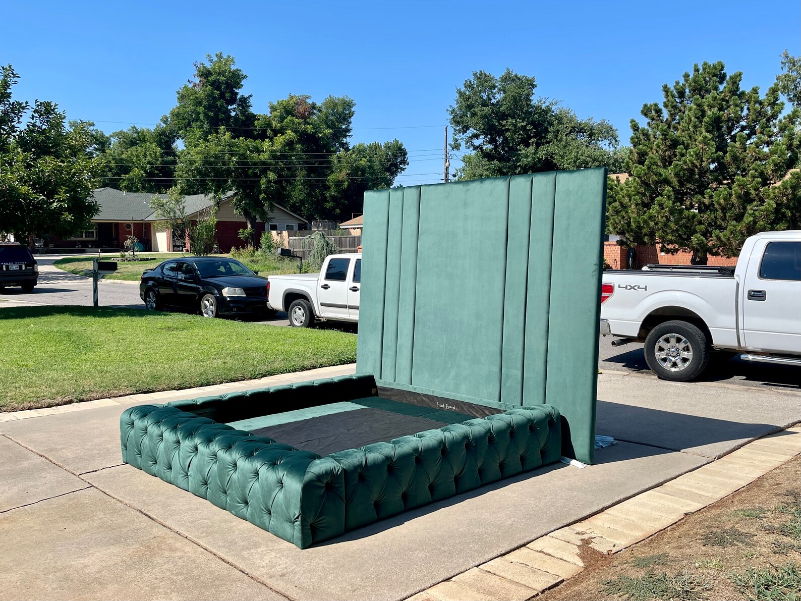 Platform Tufted Bed Extra Wide Tall King Bed Frame Diamond Etsy