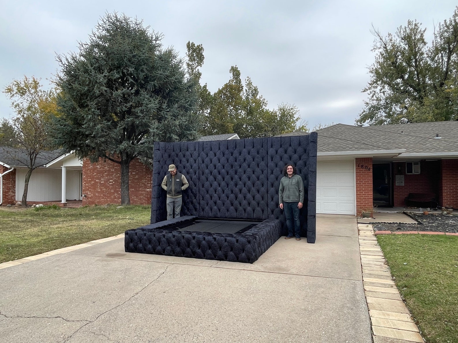 Extra Wide Headboard Tufted Platform Bed Frame Curved Modern Etsy