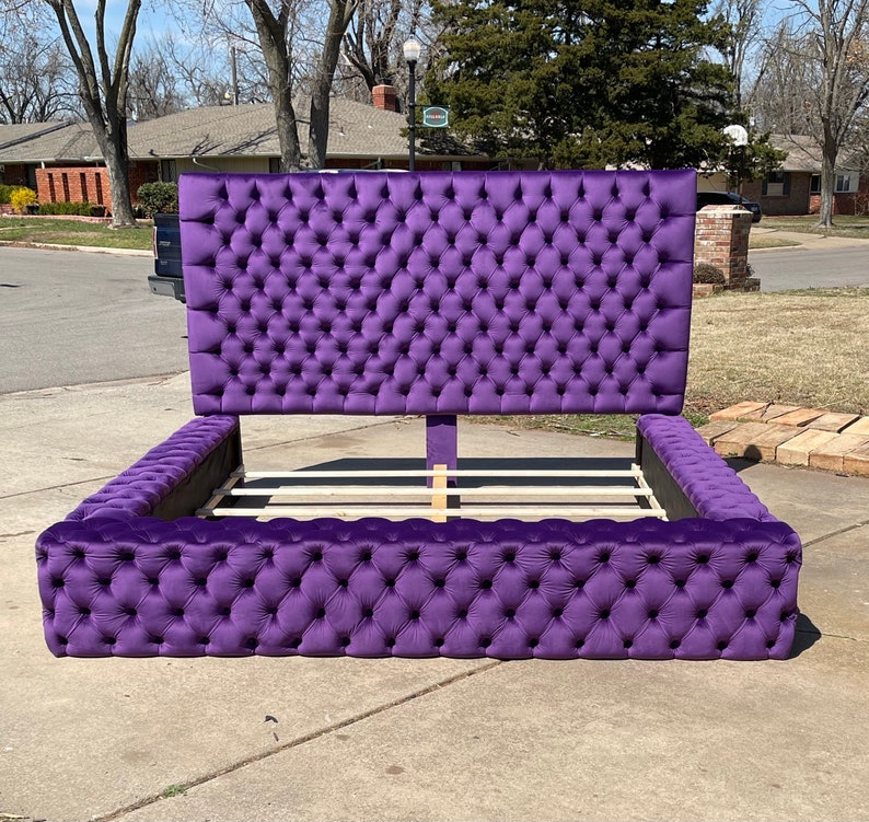 Platform Tufted Bed Extra Wide Tall California King Queen Full Etsy