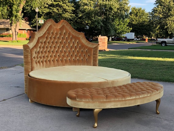 Round Bed Platform Frame Tufted Upholstered Bed Scallop Curvy French Round Bed Frame Velvet Any Shape Choose Fabric CUSTOM FOR SHANEL Etsy