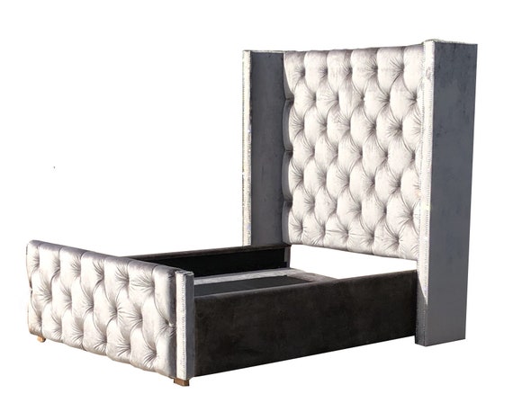 Diamond tufted wingback online headboard