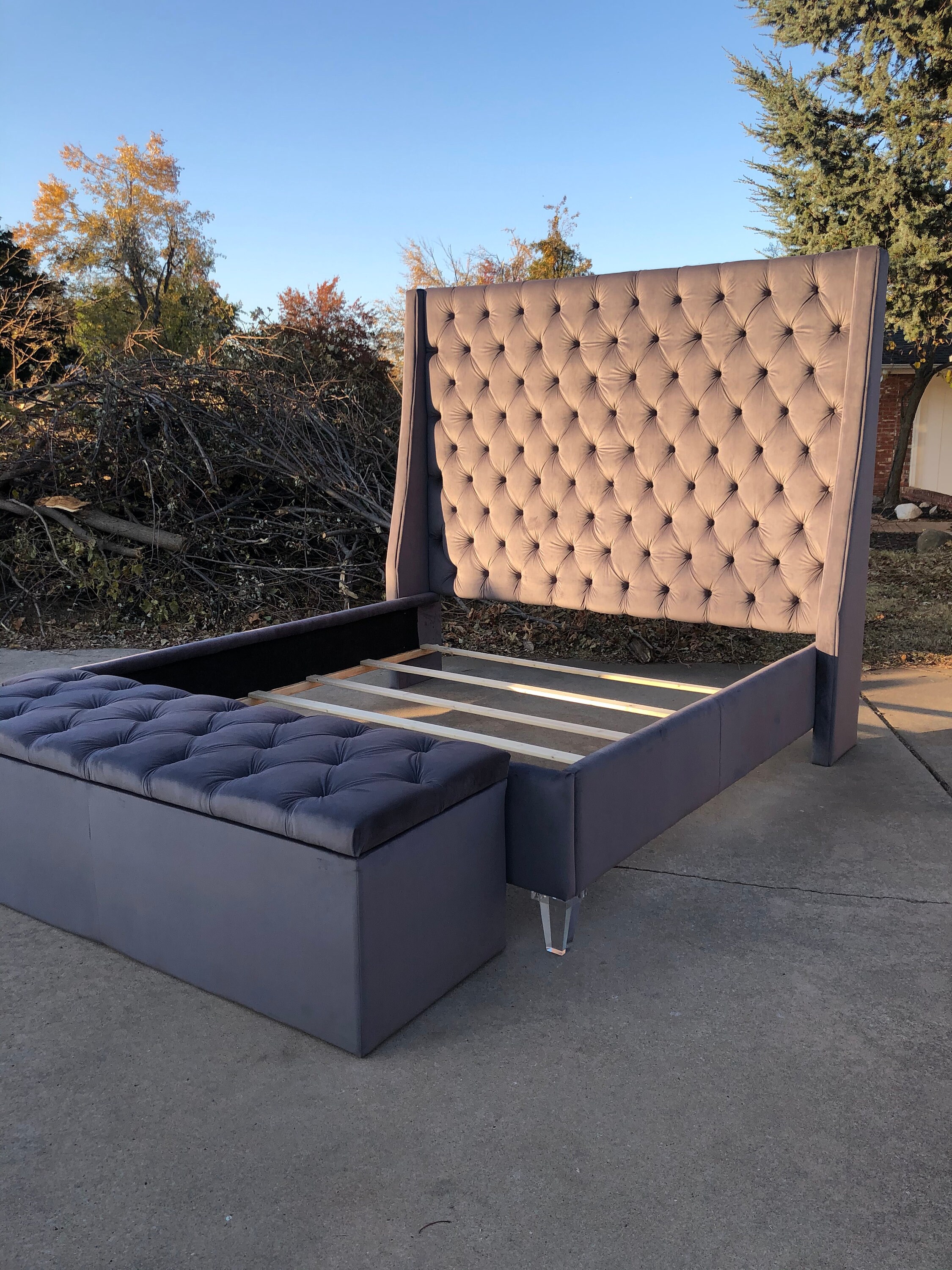 Tall tufted 2024 queen bed