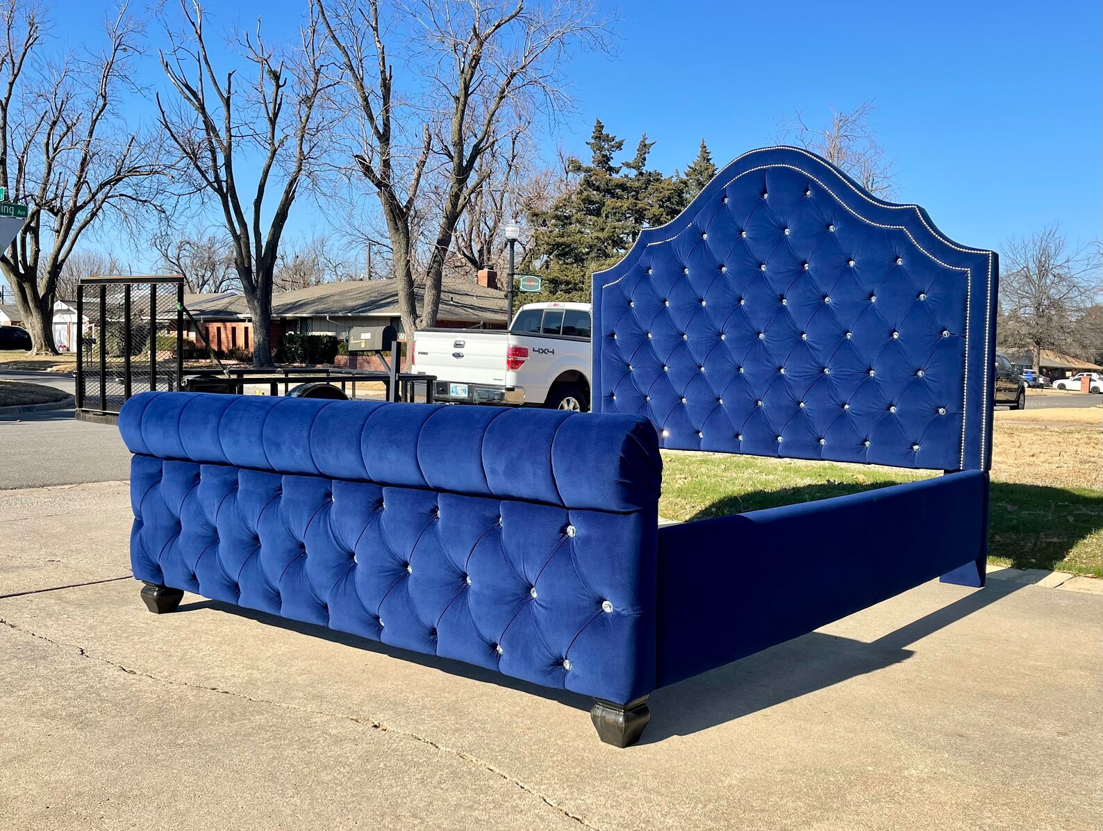 Tall Tufted Custom Headboard Sleigh Bed Frame Extra Tall Etsy