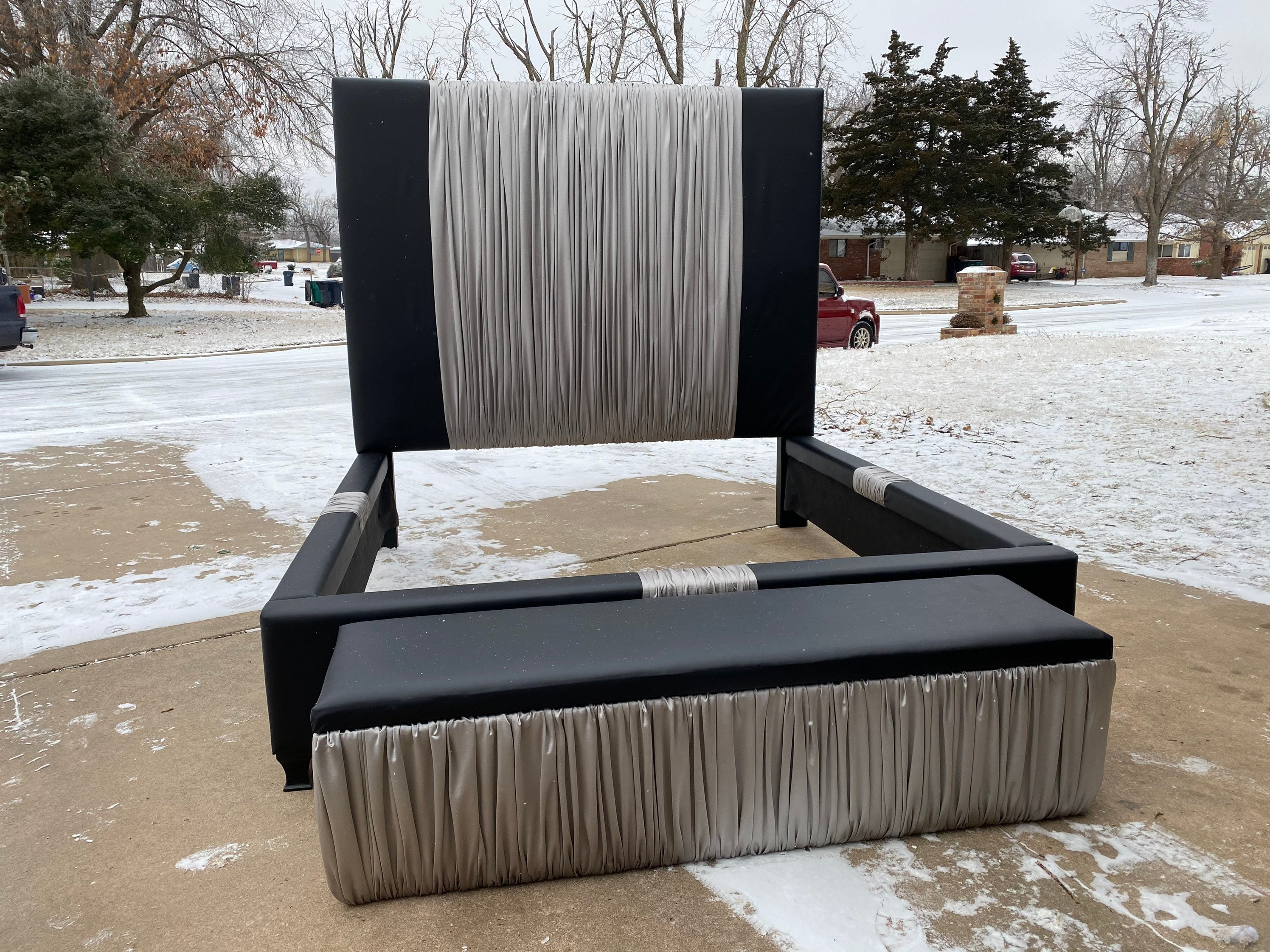 Bed frame with 2024 built in bench