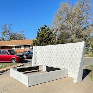 Extra Wide Headboard Upholstered Tufted Bed Frame California King Queen Full Twin Modern Curved Luxury Bespoke CUSTOM MADE