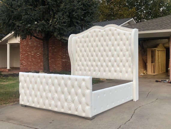 White leather tufted headboard online