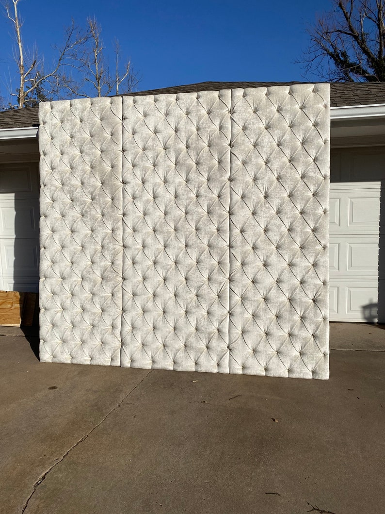 Custom Wall Panels Plush Tufted Wall Beige Velvet MIDCENTURY Etsy