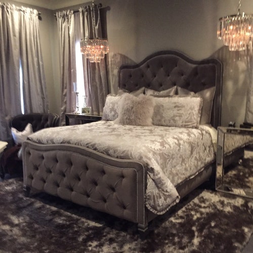 Tufted Bed Extra Tall Headboard Footboard Frame California Tufted Bed Extra Tall Headboard, Upholstered King Bed Frame With Footboard