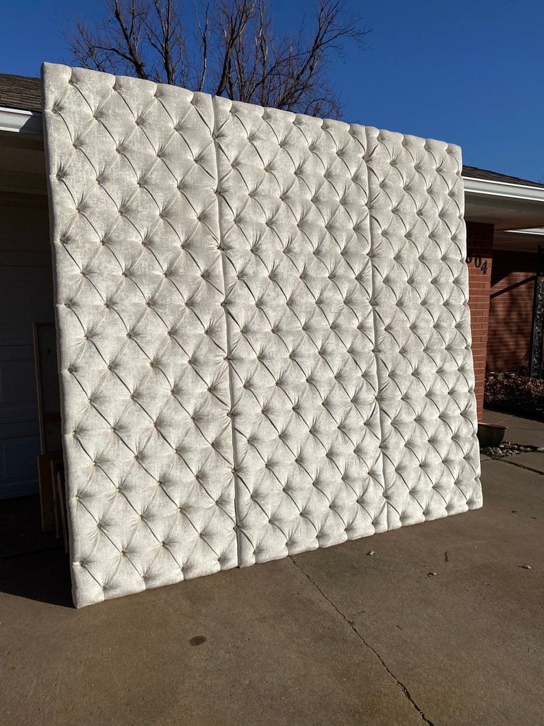 Custom Wall Panels Plush Tufted Wall Beige Velvet MIDCENTURY Etsy