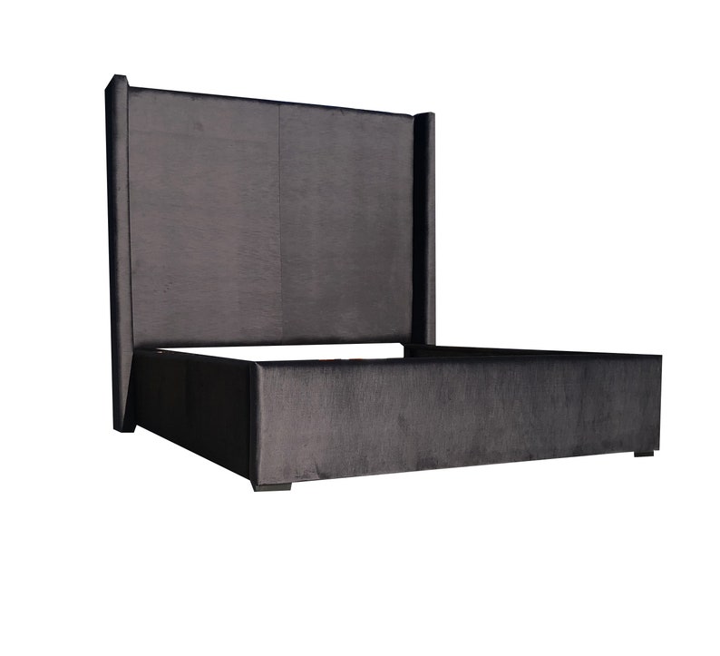 Wingback Headboard Bed Extra Tall Ceiling Height Upholstered Etsy