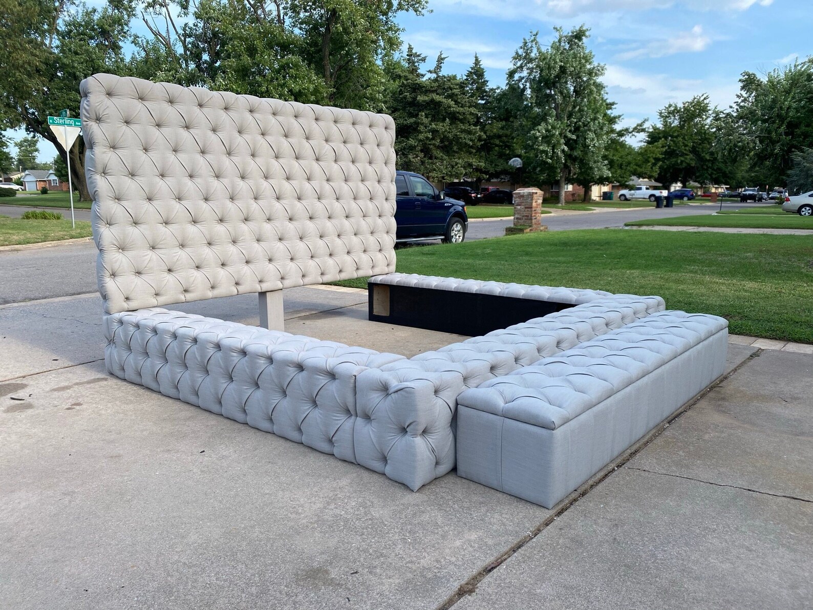 Wide Large Tufted Bed Frame Tufted Platform Bed Frame Etsy