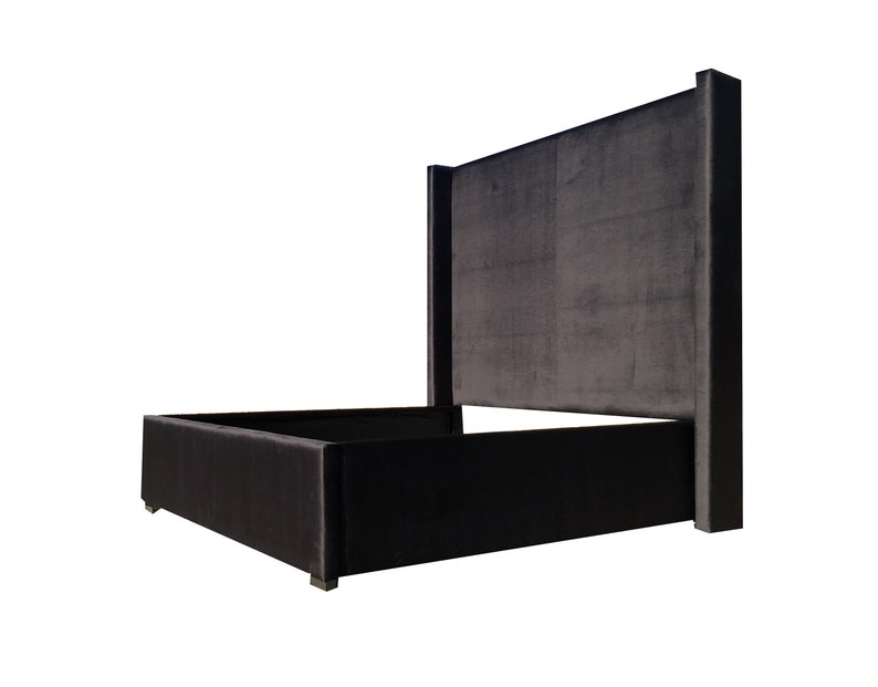 Wingback Headboard Bed Extra Tall Ceiling Height Upholstered Etsy