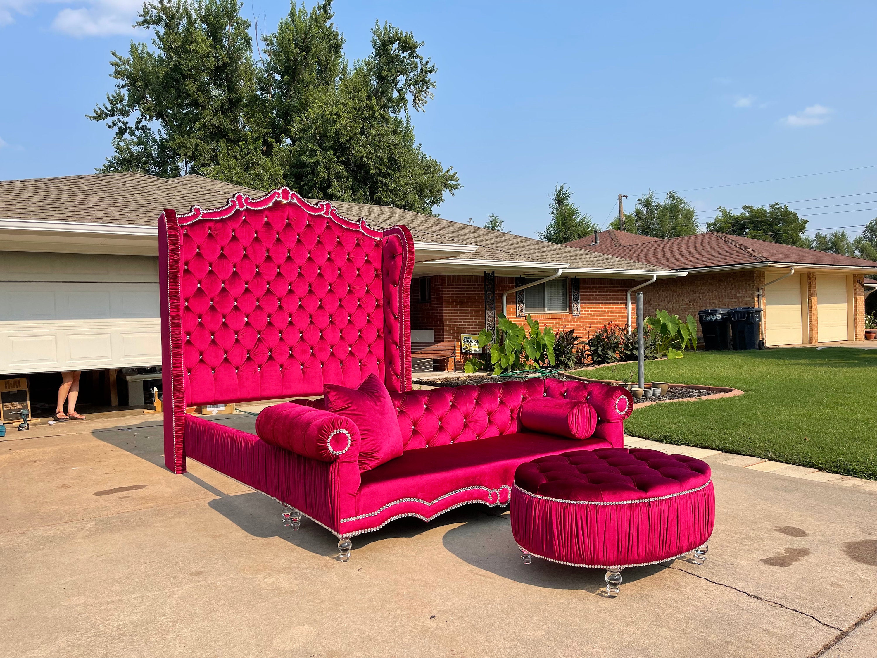 Tufted Bed Frame Tall Wingback Sofa Bench Glam Crystal Velvet Tufted California King Queen Full Twin Bespoke Extra Tall Glam MADE to ORDER Etsy