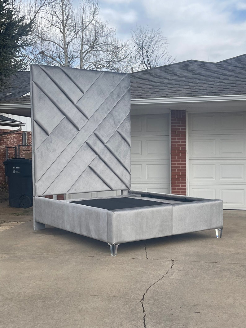 Extra Tall Headboard Modern Geometric Tufted Upholstered Etsy