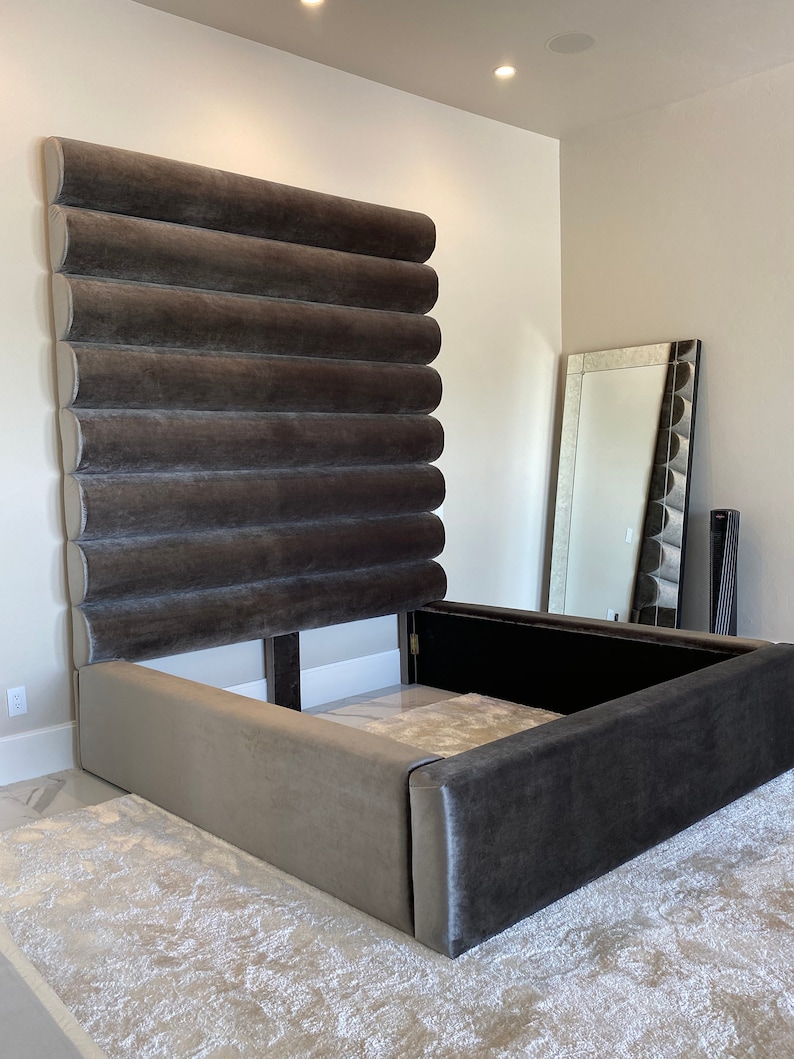 Platform Tufted Bed Headboard Horizontal Channel Tufted Extra Etsy Canada