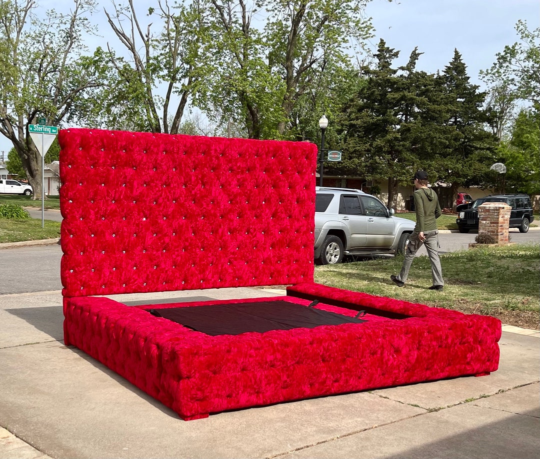 Modern Platform Luxury Tufted Bed Extra Wide Bench Custom Bespoke California King Queen Full