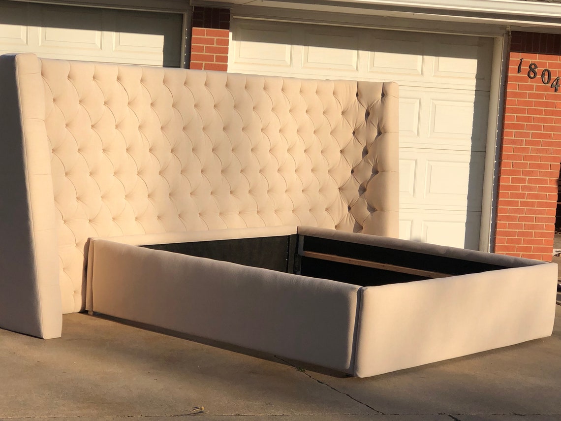 Extra Wide Headboard Curved Upholstered Tufted Bed California Etsy
