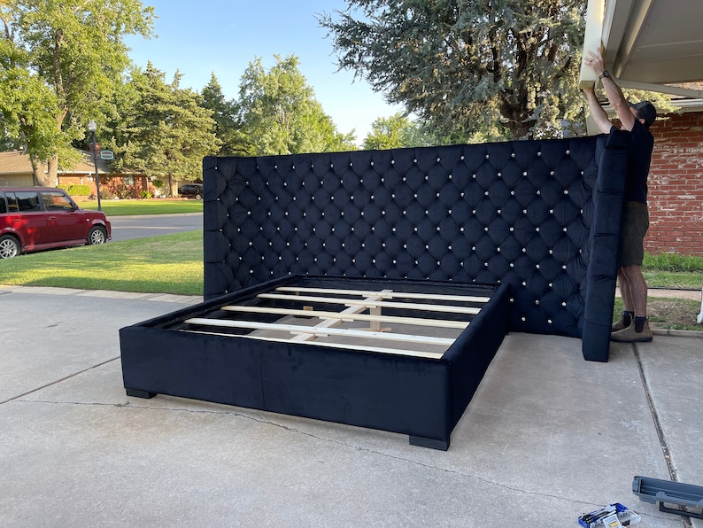 Extra Wide Headboard Upholstered Tufted Bed Frame Oversized Etsy