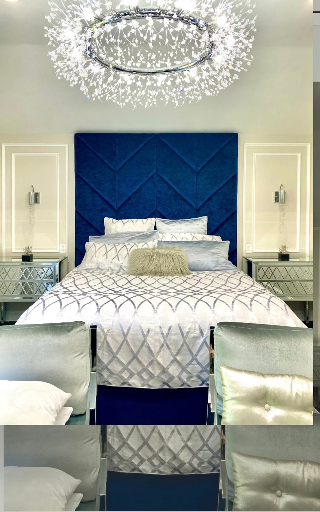 Extra Tall Headboard Panels Platform Bed Frame Upholstered Channel