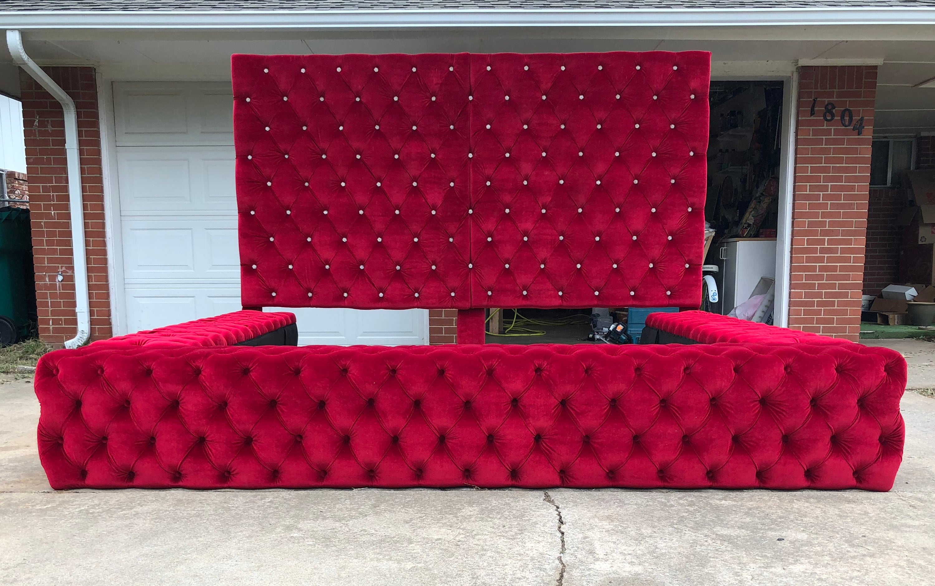 Oversized Bed Frame Tufted Modern Platform Panel California King