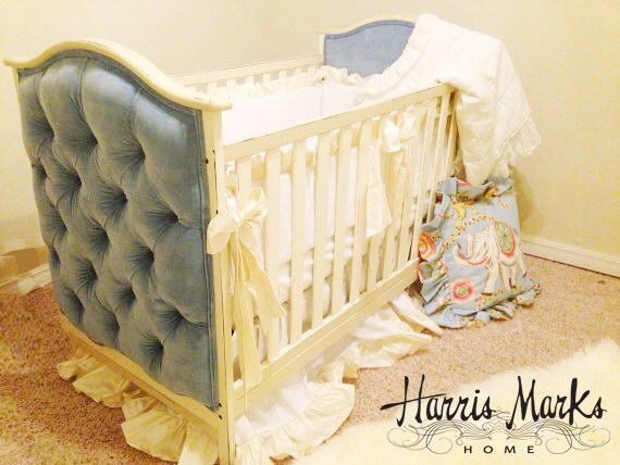 white tufted crib