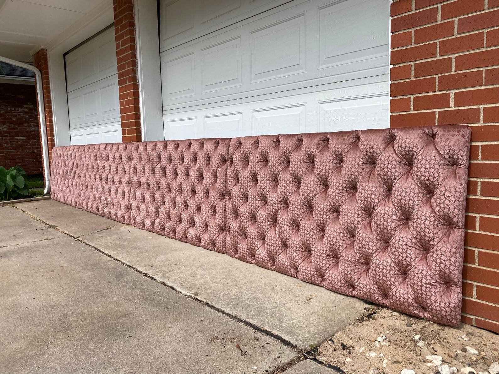 Wall Panels Custom Upholstered Tufted Extra Wide Pink Mauve Geometric