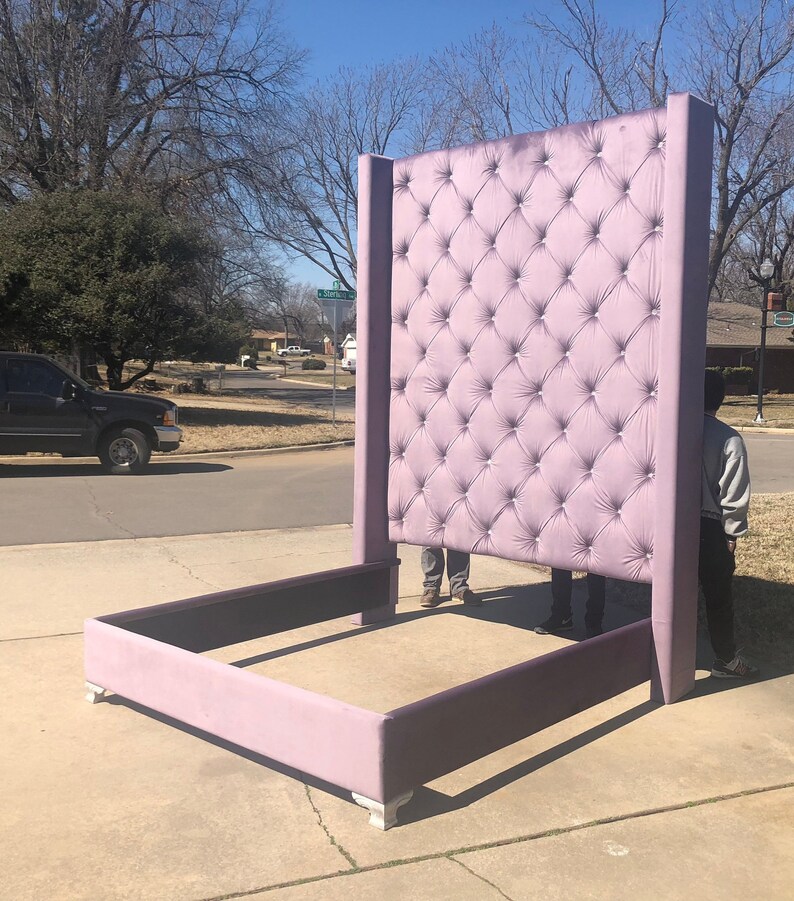 10' Bed Ceiling Height Upholstered Bed Wingback Headboard Etsy