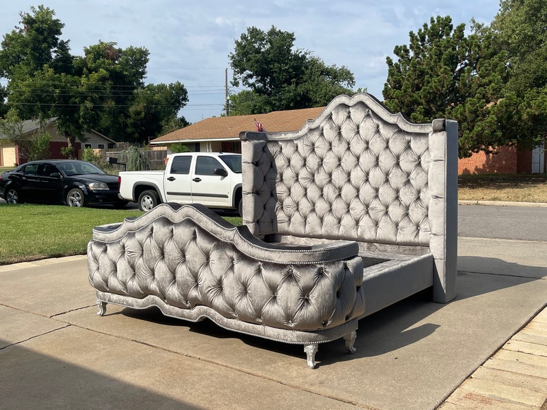 SHIPPING Platform Tufted French Bed Frame Diamond Tufting Etsy